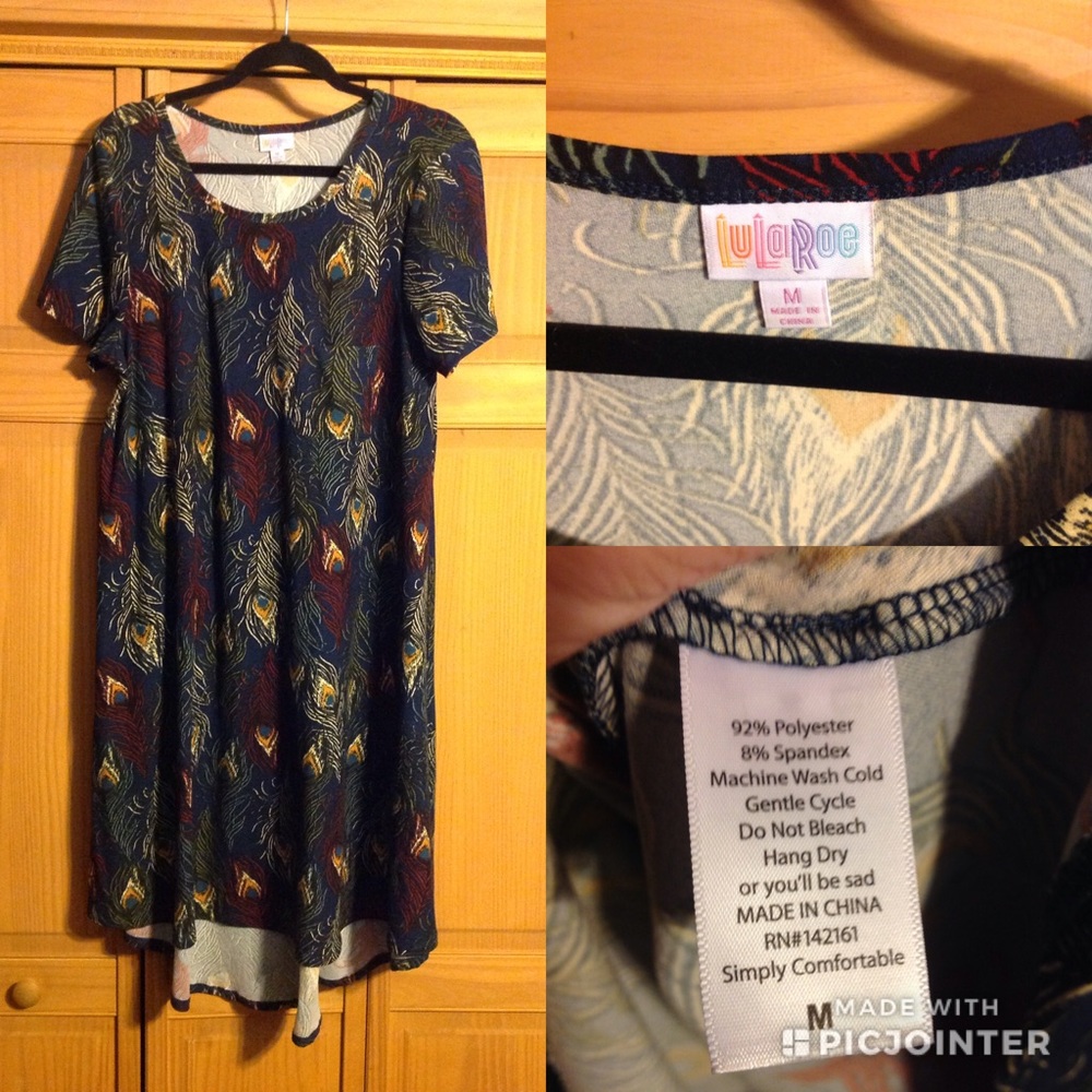 M LuLaRoe Carly with feathers